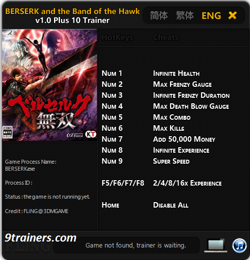 BERSERK and The Band of The Hawk Trainer Free Download