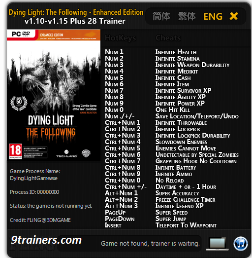 dying light trainer v1.18