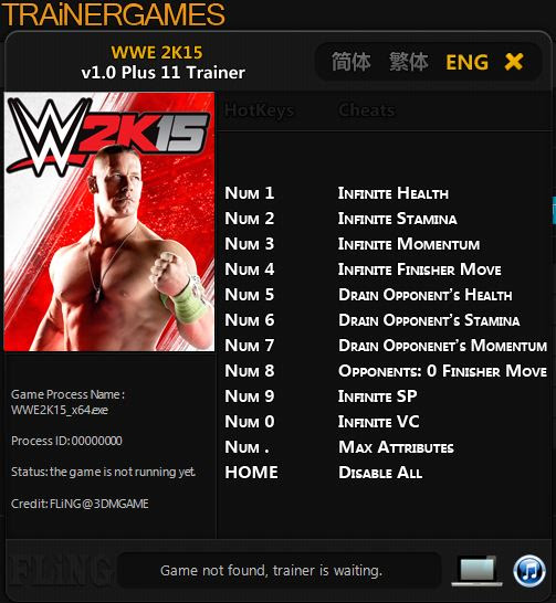 WWE 2K15 Trainer Free Download