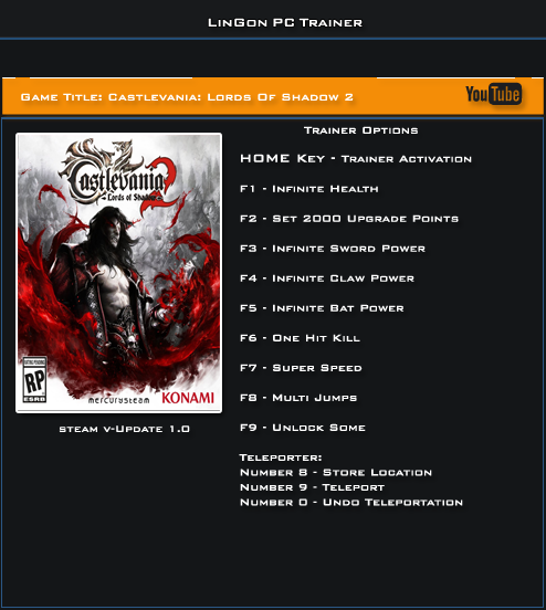 Castlevania Lords of Shadow 2 Trainer Free Download