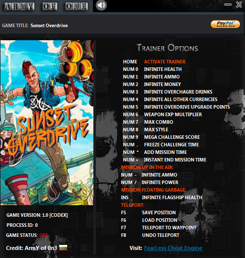 Sunset Overdrive Trainer Free Download